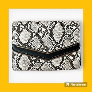 Madison West Faux Leather Snakeskin Python Crossbody Clutch